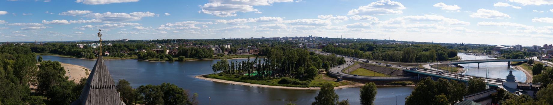 panorama of the city of Yaroslavl, Russia, in a sunny day