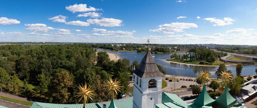 panorama of the city of Yaroslavl, Russia, in a sunny day
