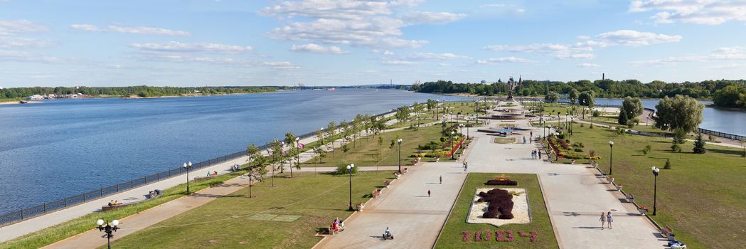 panorama of the city of Yaroslavl, Russia, in a sunny day