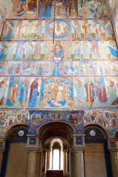 ancient fresco on a wall of church, Russia