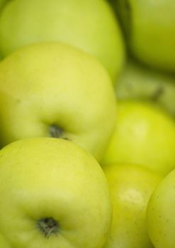 Green apples close-up photo.