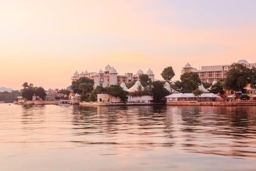 View at Lake Pichola in Udaipur, India the evening