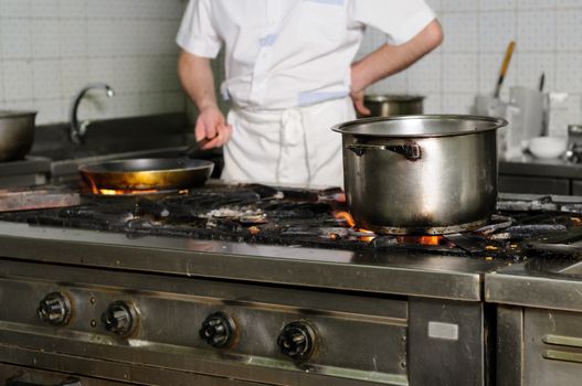 real grungy and dirty restaurant industrial kitchen