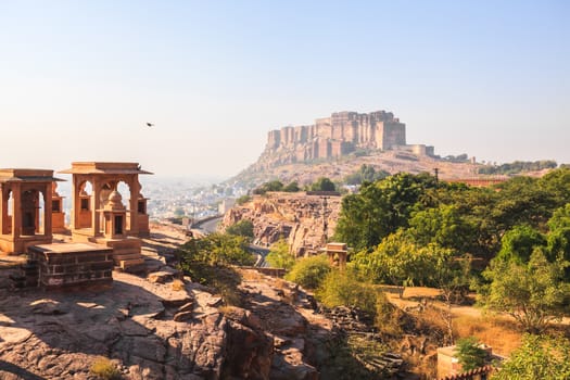 View of Mehrangarh Fort at Jodhpur in the mist