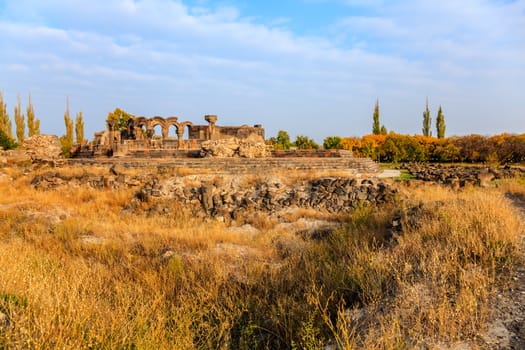 Seventh Century Round Cathedral remains at Zvartnots