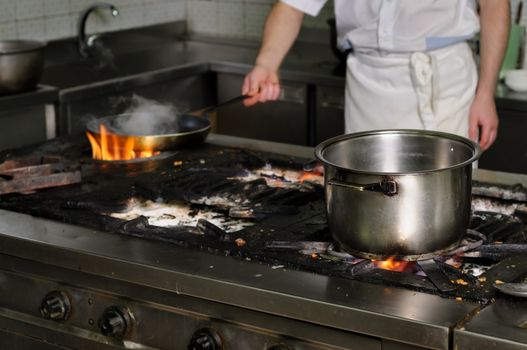 real grungy and dirty restaurant industrial kitchen