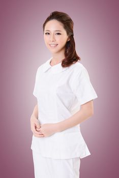 Attractive Asian nurse, closeup woman portrait.