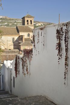 Church in the district of Albaycin in Granada,  Andalusia, Spain,