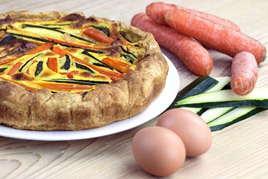 Italian savoury pie with carrots and zucchini