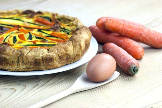 Italian savoury pie with carrots and zucchini