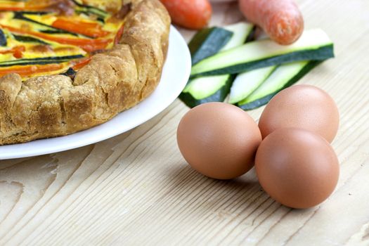 Italian savoury pie with carrots and zucchini