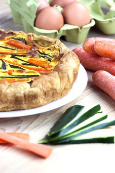 Italian savoury pie with carrots and zucchini