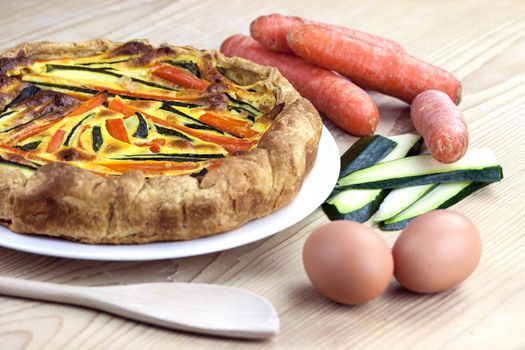 Italian savoury pie with carrots and zucchini