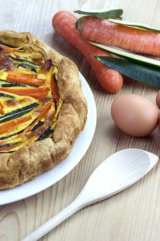 Italian savoury pie with carrots and zucchini