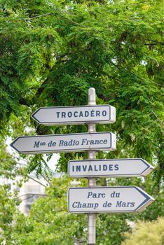 Paris, France. Street directions and signs.