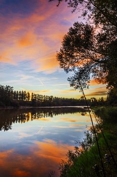 Beautiful evening at the river in Spain