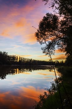 Beautiful evening at the river in Spain
