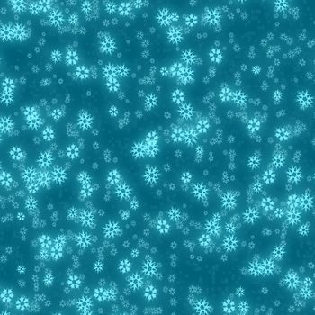 Winter seamless texture with snowflakes background in blue.