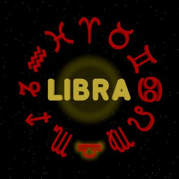 3d zodiac signs with LIBRA highlighted