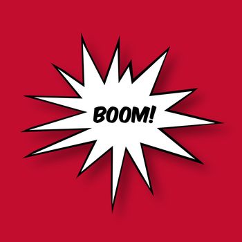 Boom in a Comic Book Star on red background