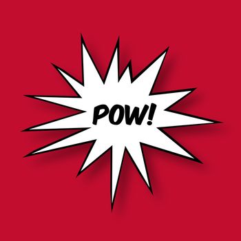 The word Pow in a Comic Book Star on red Background