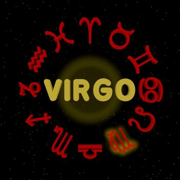 3d zodiac signs with VIRGO highlighted