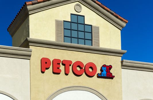 GRANADA HILLS, CA/USA -- JANUARY 6, 2015: Exterior view OF Petco store. Petco is a retail specialty chain of pet supplies and services.