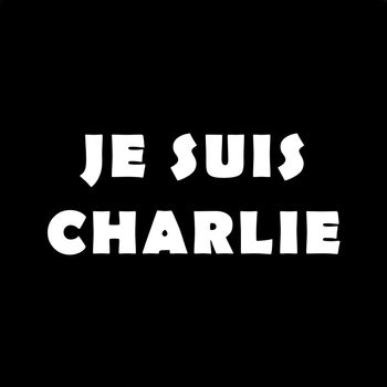 The text Je Suis Charlie on black background.