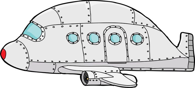 Isolated single hand drawn cartoon passenger plane