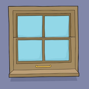 Single hand drawn cartoon window with four panes
