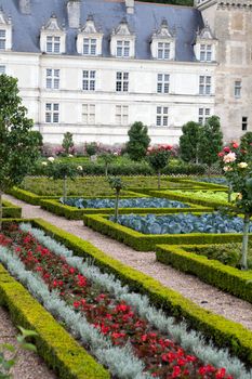 Kitchen garden in  Chateau de Villandry. Loire Valley, France 