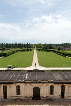 The great meadow and the park around the castle  Chambord. France