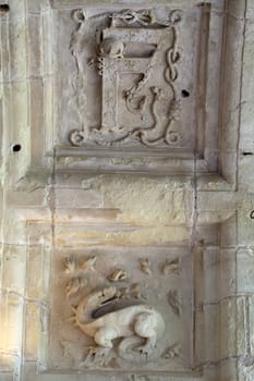  Heraldic motifs in the castle Chambord. .Valley of the river Cher. France