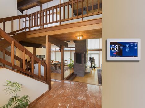 Programmable electronic thermostat for temperature control in living room