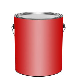 Red gallon paint can, isolated on a white background