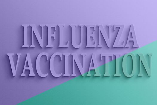 3D text with shadow and reflection, influenza vaccination.