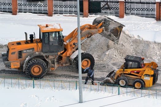 Cleaning of snow by means of special equipment