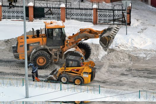 Cleaning of snow by means of special equipment