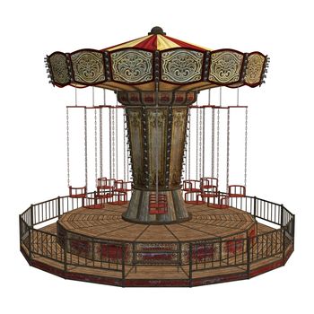 3D digital render of  a vintage carousel isolated on white background