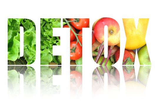 Detox text made from fruits and vegetables 