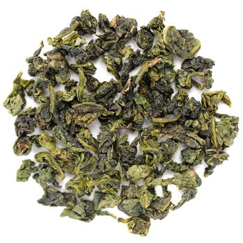 Benshan oolong chinese tea closeup macro isolated