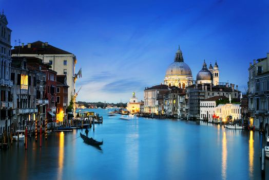 Grand Canal and Basilica Santa Maria della Salute, Venice, Italy and sunny day 