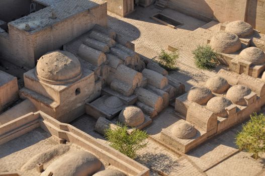 Unusual rooftop structures in Khiva, Uzbekistan