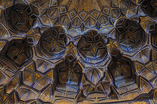 Beautiful textures on walls in mosque in Samarkand, Uzbekistan