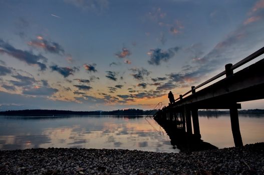 Sunset at lake Chiemsee in Germany