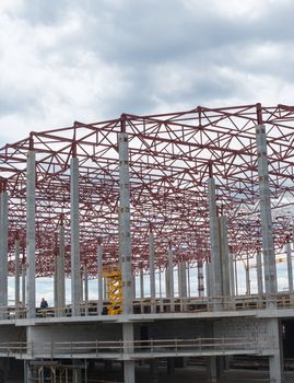 Construction site. Framework of the new building.