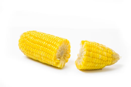 Boiled corn isolated on white background