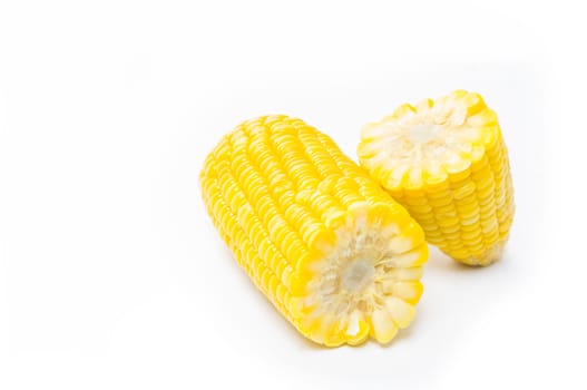 Boiled corn isolated on white background