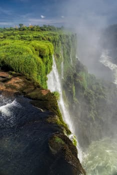Dramatic view of Iguazu waterfalls in Argentina              