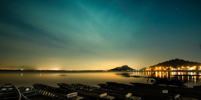 Sky of night Bang Pra Reservoir, Chonburi, Thailand.
